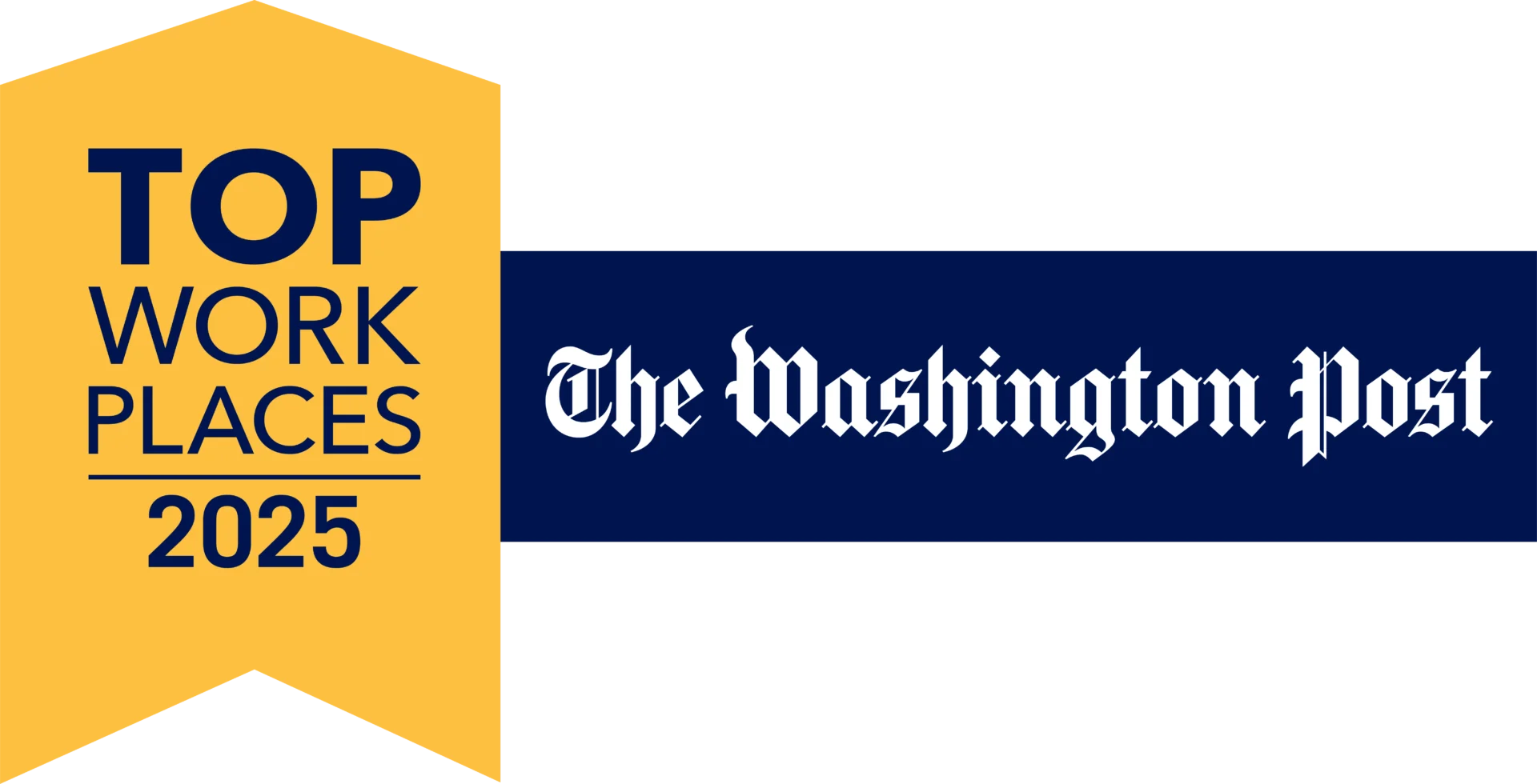 The Washington Post Top Workplaces 2025 award banner, gold and navy blue, proclaims "TOP WORK PLACES 2025," celebrating Nakupuna's fifth consecutive win as a top workplace in the DC area.