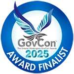 GovCon 2025 Award Finalist logo featuring a stylized eagle with blue and teal wings soaring over the GovCon text. The words "Award Finalist" are prominently displayed, highlighting Nakupuna Careers recognition.