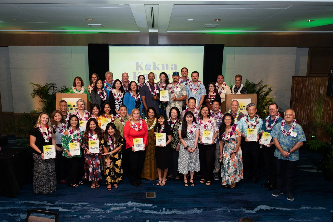 Group photo of Kōkua Kahiau Award Honorees, including Nakupuna Companies staff, holding awards. This image is featured on the Nakupuna Companies website.